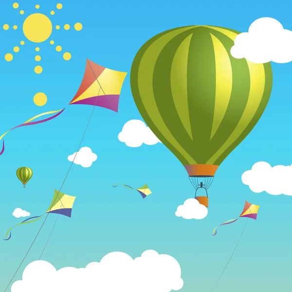 Resimde balon ve uçurtma