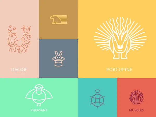 Satırı simgesi ve Logo paketi ile hayvan ve doğa şekilleri