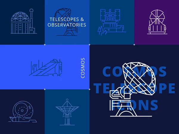 Iconos del telescopio cosmos — Archivo Imágenes Vectoriales