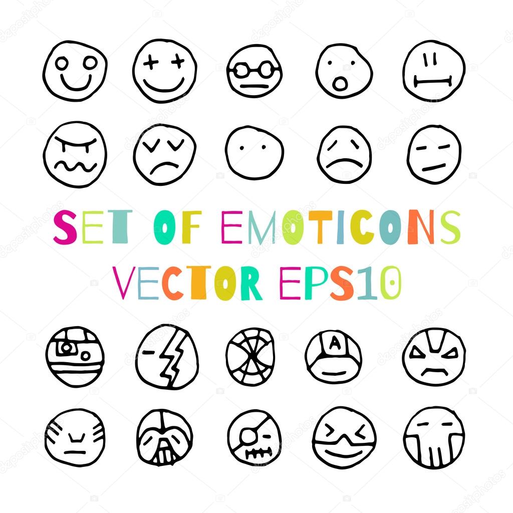 EPS emoticon vector logo and hand drawn emoji icon