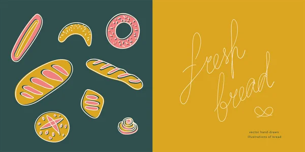 Dibujos Pan Fresco Estilo Vectorial Dibujado Mano Para Símbolo Panadería — Archivo Imágenes Vectoriales