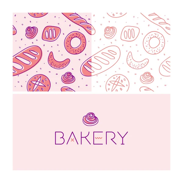 Panadería Tienda Vector Set Plantillas Diseño Elementos Marca Colores Rosados — Vector de stock