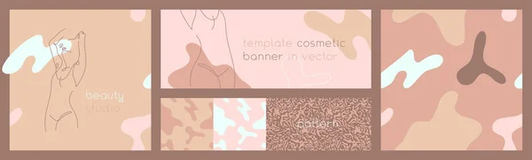 Banner Salón Belleza Tono Natural Moda Plantilla Diseño Emblema Vectorial — Archivo Imágenes Vectoriales