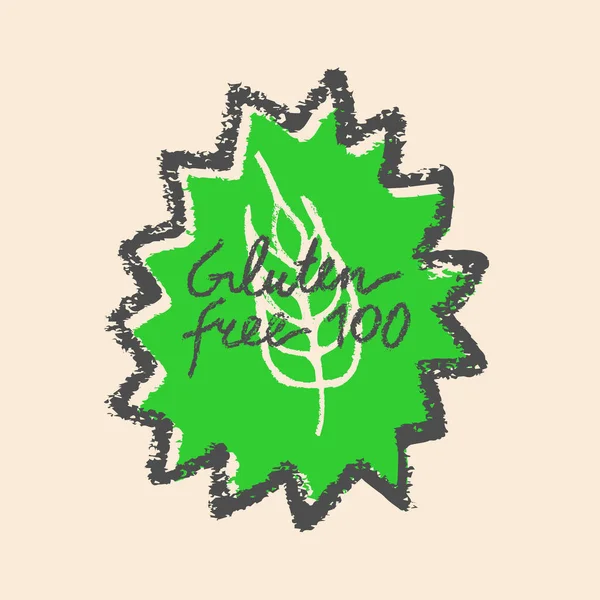 Glutenvrije Icoon Vector Handgeschreven Badge Glutenvrij 100 Garantie Gezond Eten — Stockvector