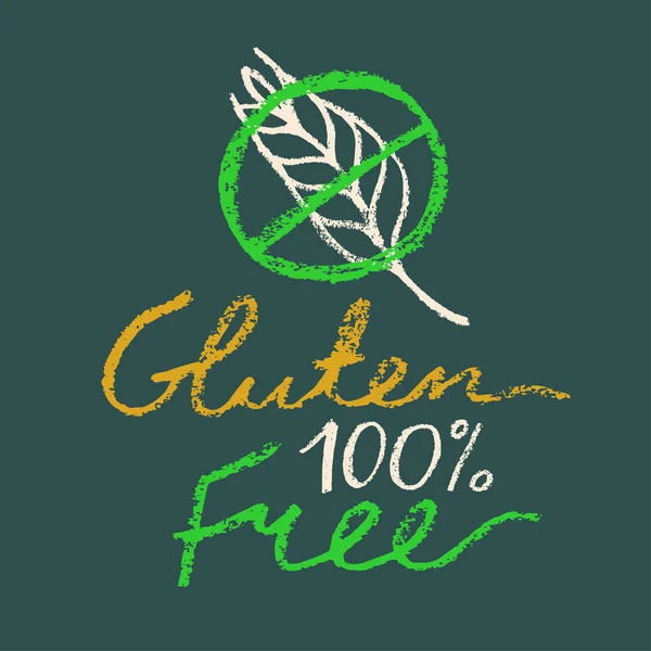 Emblème Vecteur Icône Sans Gluten Timbre Manuscrit Sans Gluten Garantie — Image vectorielle