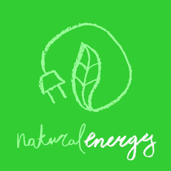 Emblem Für Nachhaltige Energie Handgezeichnetem Stil Vektor Symbol Für Grüne — Stockvektor