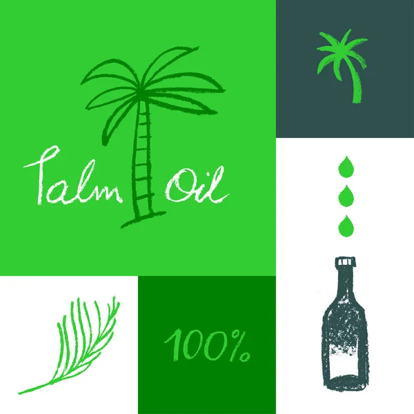 Drawn Palm Illustration Virgin Red Palm Oil Оливкова Олія Червоного — стоковий вектор