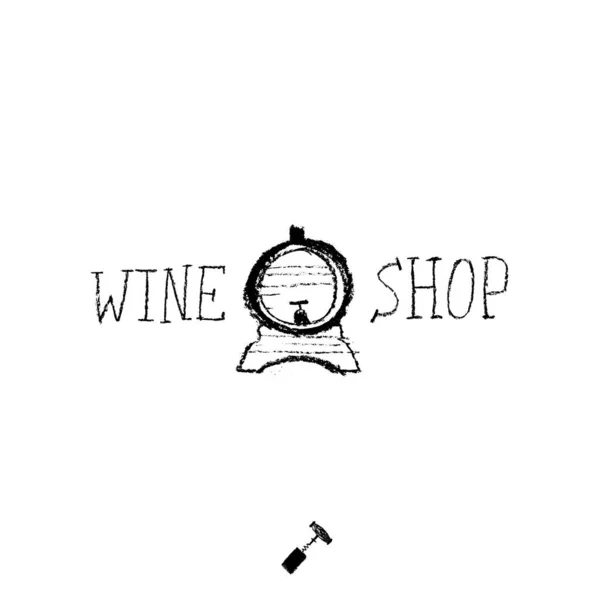 Шаблон Логотипа Винодельни Векторный Карандаш Икона Винного Магазина Текстура Доски — стоковый вектор