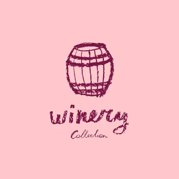 Winery Logo Template Vector Crayon Illustration Wine Shop Icon Chalkboard — Stock Vector