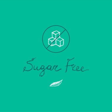 Şekersiz etiket. Organik gıda rozeti için el yazısıyla yazılmış mektuplar, bakkaliye, amblem sağlıklı beslenme blogu, sağlıklı dükkanlar, el yapımı çikolata ambalajları. Şekersiz pankartın vektör işareti