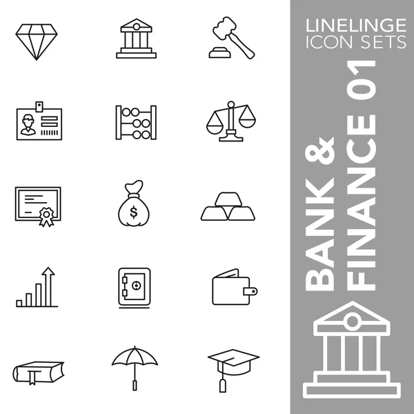 Bankacılık, finans ve ekonomi 01 prim vuruş simgesi kümesi. Linelinge, modern anahat sembol koleksiyonu
