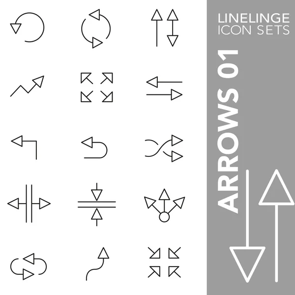 Linelinge Icono establece flechas 01 — Vector de stock