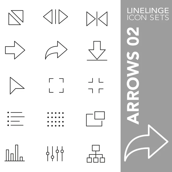 ชุดไอคอน Linelinge Arrows 02 — ภาพเวกเตอร์สต็อก