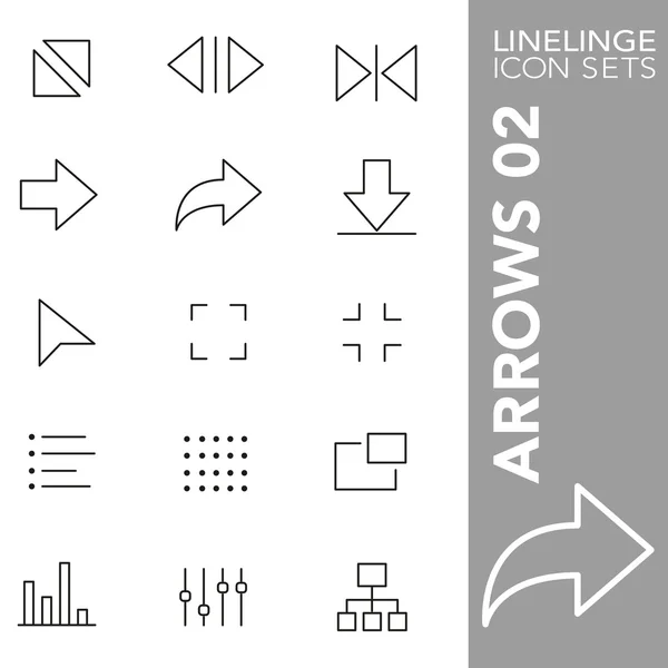 Linelinge Icono establece flechas 02 — Vector de stock