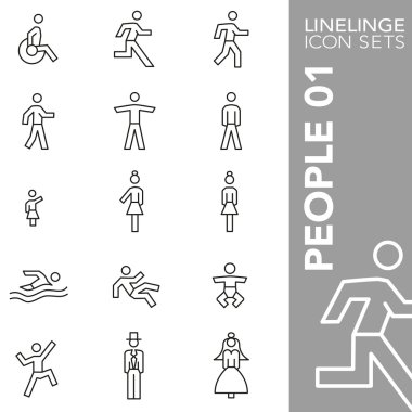 Prim vuruş simgesi insanlar, insan ve tesisler 01 kümesi. Linelinge, modern anahat sembol koleksiyonu