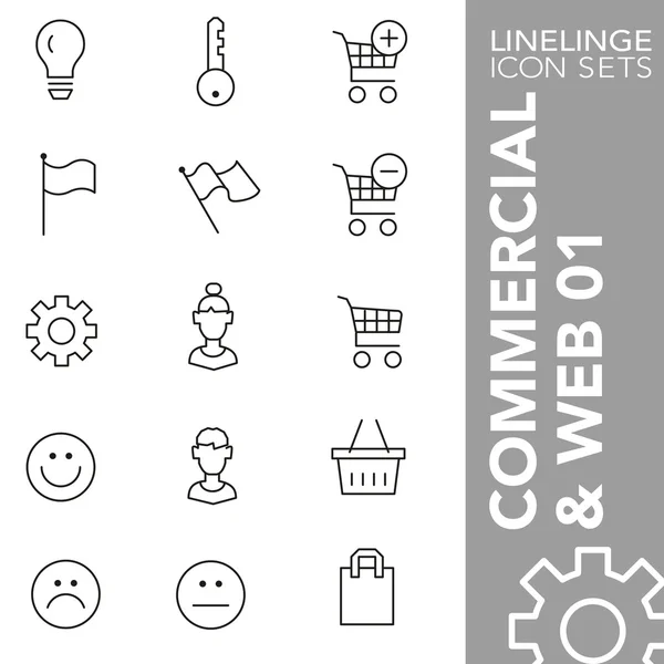 Conjunto de iconos de golpe premium de sitio web, Internet y comercial 01. Linelinge, colección de símbolos de contorno moderno — Archivo Imágenes Vectoriales