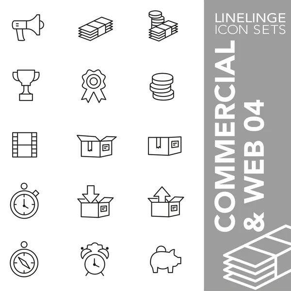 Conjunto de iconos de golpe premium de sitio web, internet y comercial 04. Linelinge, colección de símbolos de contorno moderno — Vector de stock