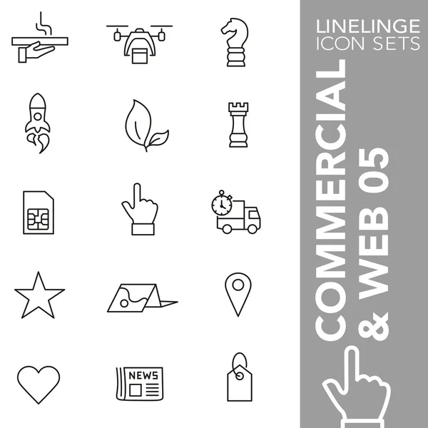 Conjunto de iconos de golpe premium de sitio web, internet y comercial 05. Linelinge, colección de símbolos de contorno moderno — Vector de stock