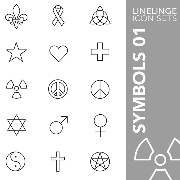 Conjunto de iconos de trazo premium de signo tinternacional, símbolo de religión y simbólico 01. Linelinge, colección de símbolos de contorno moderno — Vector de stock