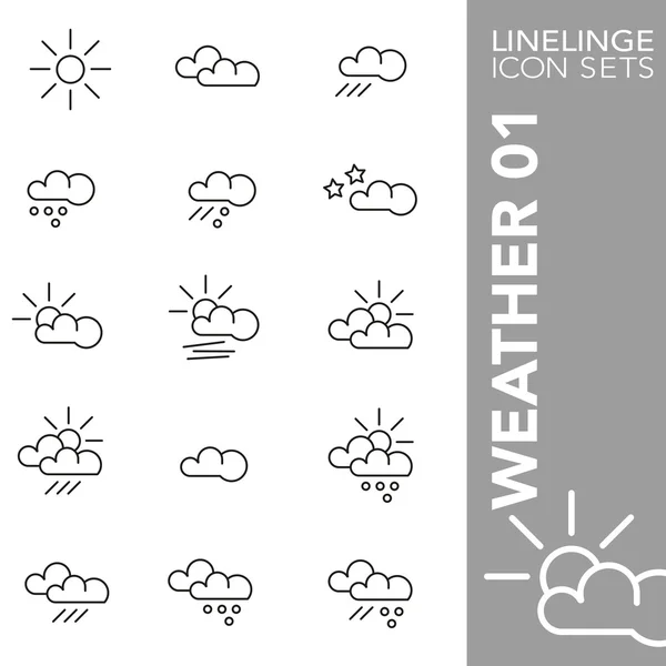 Hava durumu, hava durumu, bulutlar, güneş, fırtına, doğa ve yağmur 01 prim vuruş simgesi ayarlayın. Linelinge, modern anahat sembol koleksiyonu