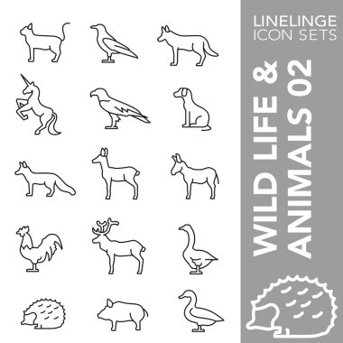 Hayvan ve Vahşi Yaşam 'ın birinci sınıf ikonu. Modern taslak sembol koleksiyonu. Linelinge, tüm boyutlar ve cihazlar için en iyi piktogram paketidir. Dokunmatik vektör logosu ve web sitesi içeriği.
