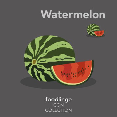 Kesme yolu ile resimli karpuz taze renkli meyve ikonu. Foodlinge en iyi piktogram paketidir, tüm boyutlar ve cihazlar için eşsiz bir tasarım. Vektör grafik, logo, sembol ve web sitesi içeriği.