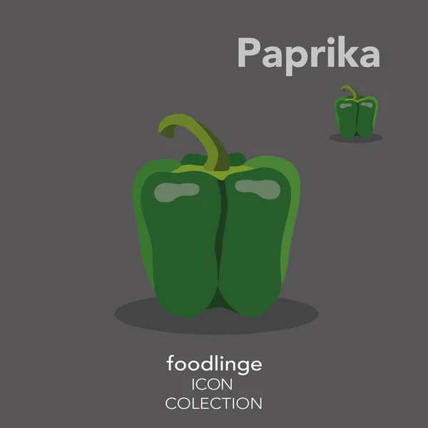 Resmedilmiş yeşil Paprika 'nın taze renkli sebze ikonu. Foodlinge en iyi piktogram paketidir, tüm boyutlar ve cihazlar için eşsiz bir tasarım. Vektör grafik, logo, sembol ve web sitesi içeriği.