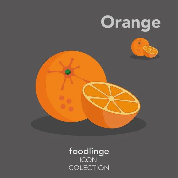 Frische Farbenfrohe Frucht Ikone Der Illustrierten Orange Mit Schneideweg Foodlinge Vektorgrafiken