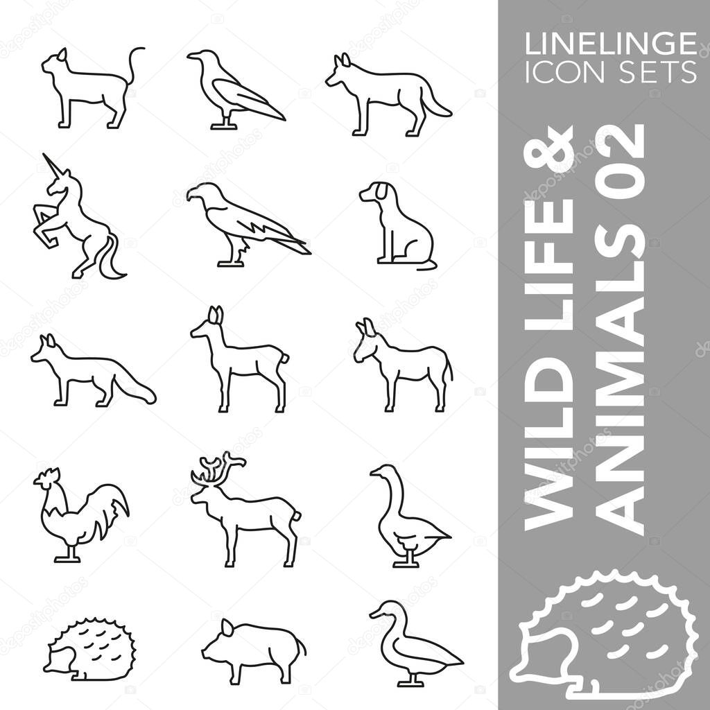 Premium stroke icon set of Animal and Wilde Life. Modern outline symbol collection. Linelinge are the best pictogram pack unique linear design for all dimensions and devices. Stroke vector logo symbol and website content.