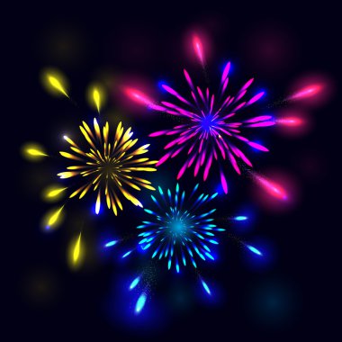 Siyah arkaplanda Güzel Vektör Havai fişekler