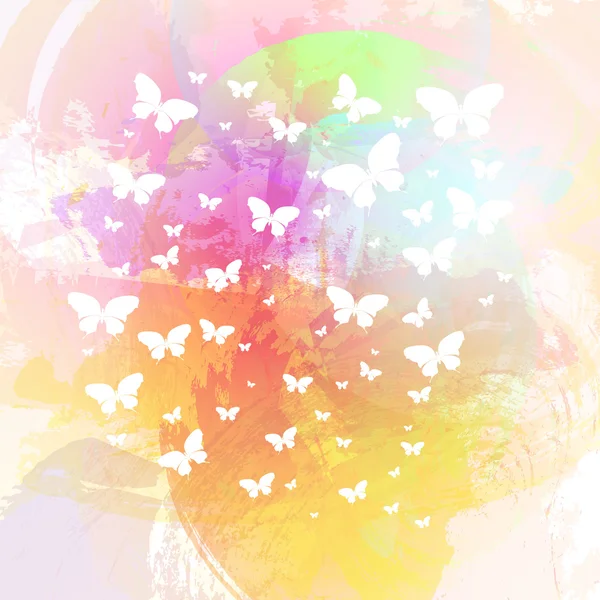 Schöne Farbige Frühling Hintergrund Mit Schmetterlingen Aquarell Stil Vektor — Stockvektor