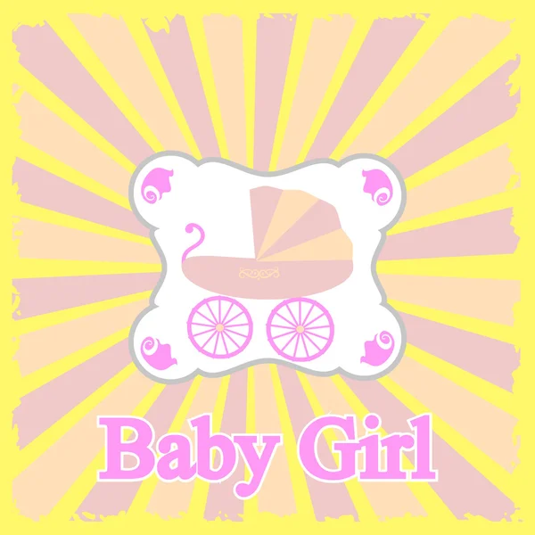 Baby Mädchen Ankündigungskarte Vektorillustration — Stockvektor
