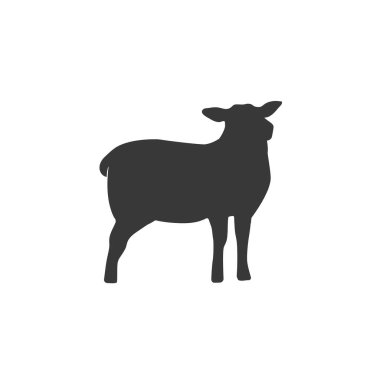 Beyaz arka planda izole edilmiş kuzu silueti. Kuzu ya da Koyun ikonu. Vektör