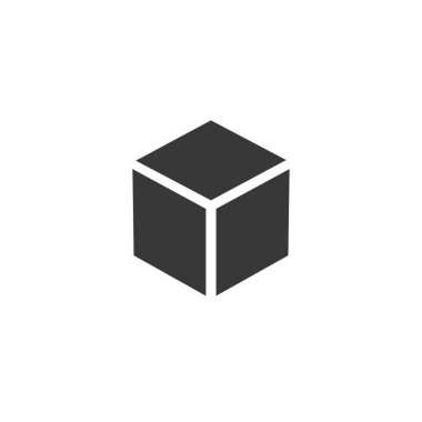 Düz biçim simgesinde küp vektör illüstrasyonu