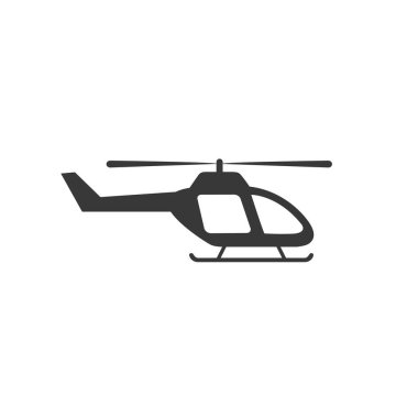 Beyaz arkaplanda siyah helikopter vektör simgesi