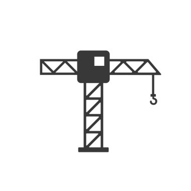 İnşaat Crane Simgesi Vektör İllüstrasyonu Modern düz stil