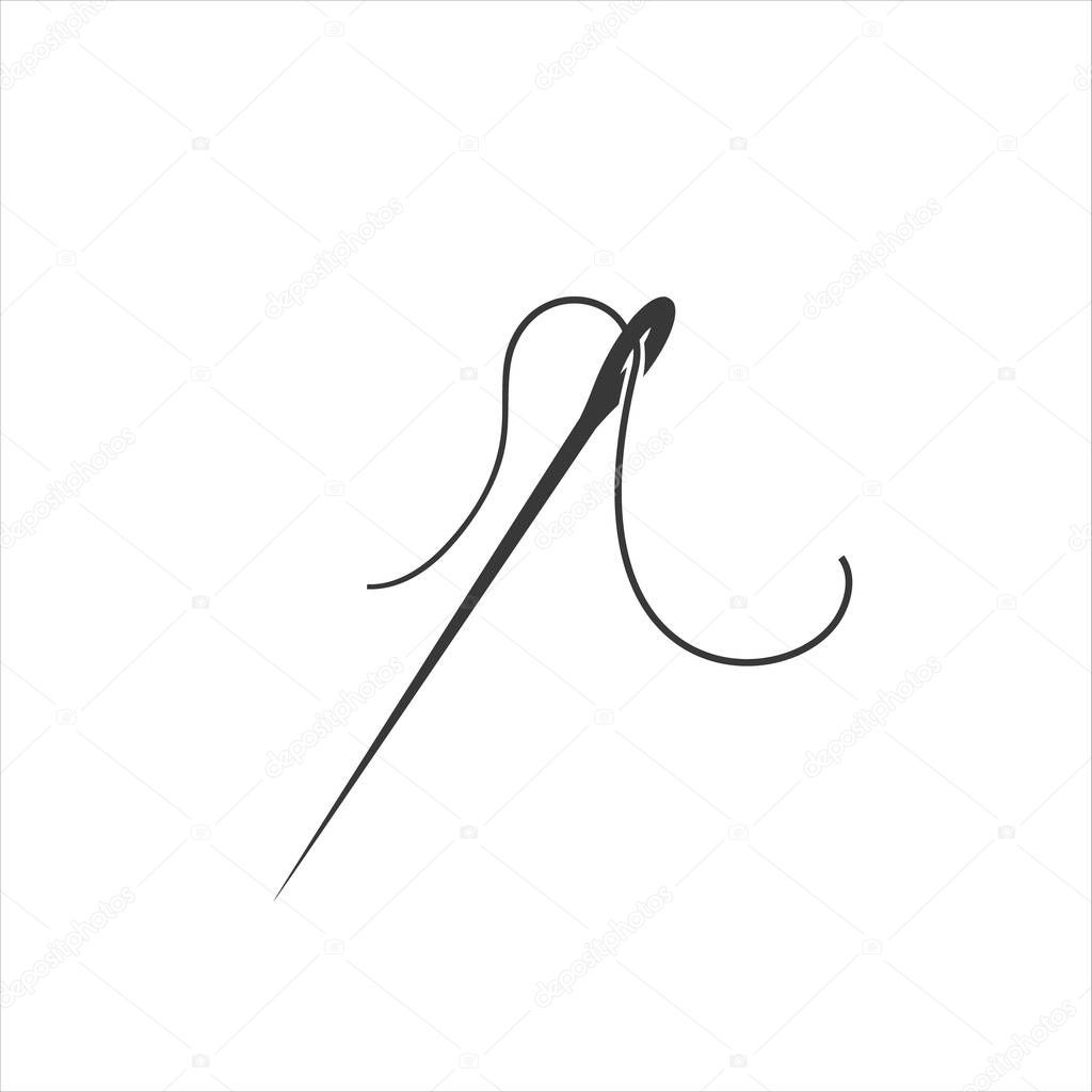 Needle and thread vector icon modern flat style