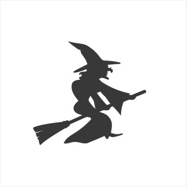 Süpürge vektör simgesi üzerinde bir cadı. modern düz biçim