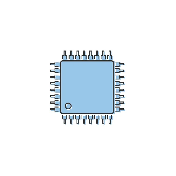 Computer Chip linea icona vettoriale illustrazione moderno stile piatto — Vettoriale Stock