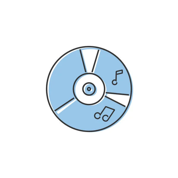 Ikona CD hudby v plochém stylu. Vektorová ilustrace — Stockový vektor