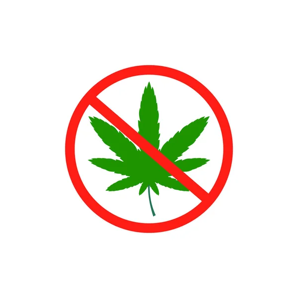 Geen marihuana icoon in de flat. Stop met marihuana. Vector in moderne platte stijl — Stockvector