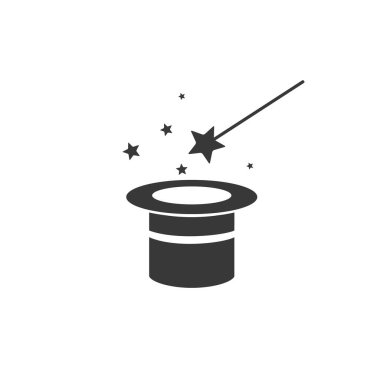 Sihirli değnek ve şapka beyaz arkaplanda izole edildi