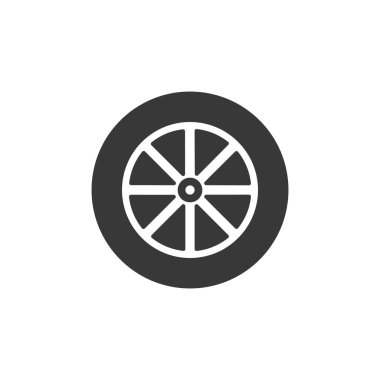 Araba tekeri ikonu. Araç tekerleği izole. Vektör illüstrasyonu