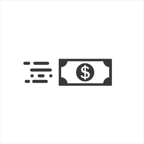 Snabb kontant ikon i platt stil. Överföringssymbol. Enkel pengar symbol isolerad vit bakgrund. Vektor — Stock vektor