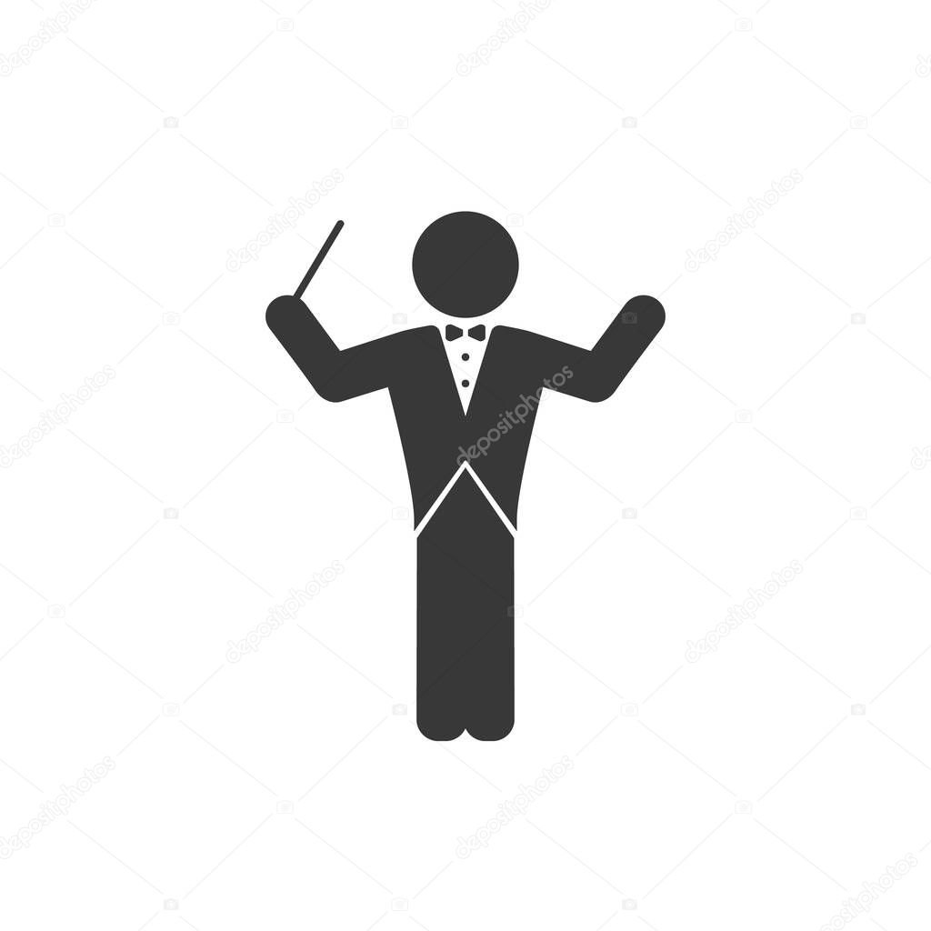 Music conductor icon in modern flat style, vector