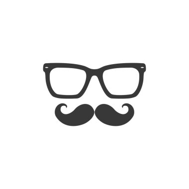 Bıyık ve Gözlük simgesi. Siyah vektör simgesi