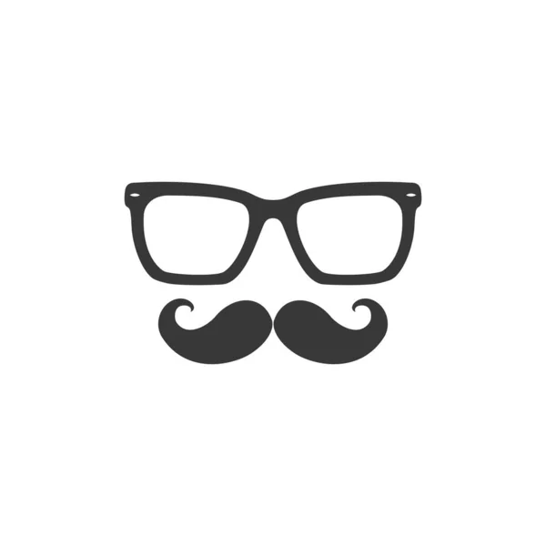 Ícone de sinal de bigode e óculos. Ícone vetorial preto —  Vetores de Stock