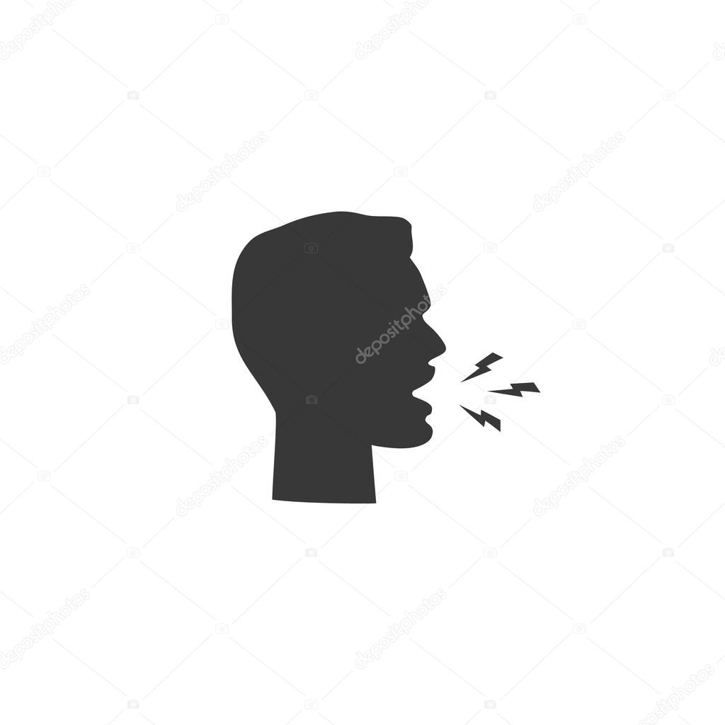 Speaking and talking man to communication icon. Vector sign