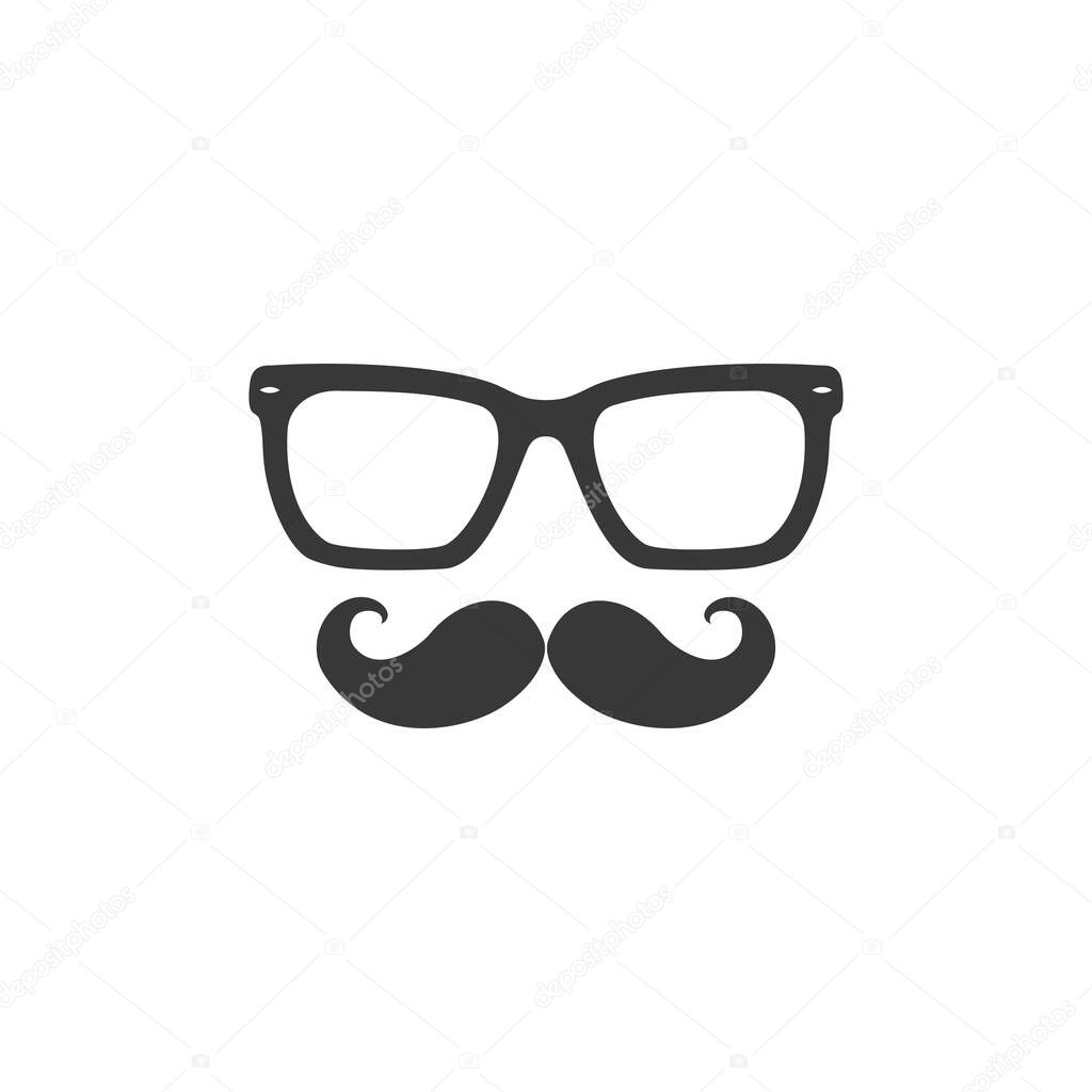 Mustache and Glasses sign icon. Black vector icon