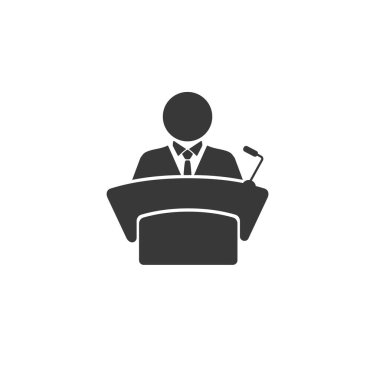 Kürsüde takım elbiseli bir adam var, Tribün ikonu. Halkın lideri, işadamı, başı, öğretmeni tarafından konuşma